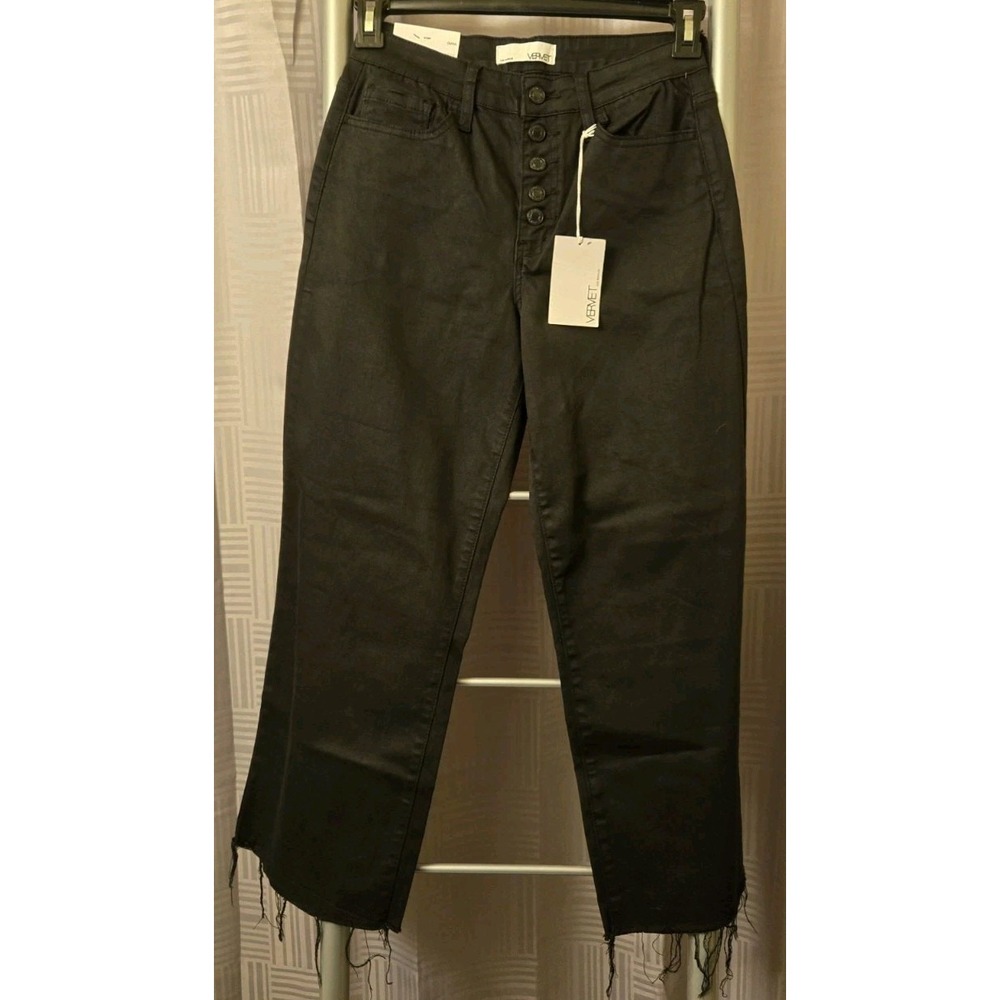 Vervet By Flying Monkey Olivia Wide Leg Trouser Button Fly Jeans Raw Hem 28x26